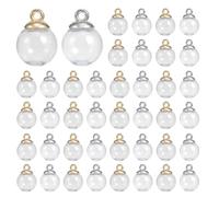 KEOGONG 30 pcs 16mm Wish Bottle Glass Ball Mini Empty Clear Glass Globe Bottles DIY Pendant Charms with Platinum and Golden Brass Bails Cap for Necklace Earring DIY Jewelry Making Kit