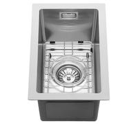 KEOKBON 304 Stainless Steel Kitchen Sink 25x40 cm, Small Sink Single Bowl, P-Trap Drain Kit with overflow, with 2 Connections for Dishwasher/Washing Machine, Ideal for Small Kitchen, Outdoor Campervan