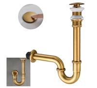 KEOKBON Bottle Trap Set Without Overflow Hole, G1 1/4 Brass Basin Waste Bottle Trap Set Height Adjustable P Trap Waste Odour Traps Plumbing Drain Pop-up Drain, Antique Bronze