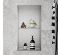 KEOKBON Stainless Steel Shower Niche Wall Insert 640x330x100mm Double Niche for Bathroom Storage, Nano Silver Recessed Shower Shelf