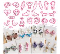 Keoker Animals Polymer Clay Cutters, 24 Shapes Ocean Animals Clay Earring Cutters for Polymer Clay Jewelry