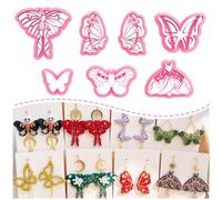 Keoker Butterfly Polymer Clay Cutters - 7 Shapes Embossed Butterfly Clay Cutters for Jewelry Making Luna Moth, Spring Cutters