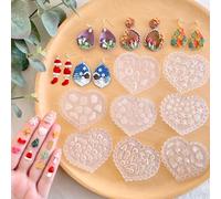KEOKER Christmas and Fall Polymer Clay Molds, Polymer Clay Silicone Molds, Polymer Clay Mini Molds, 4pcs Earring Molds for Polymer Clay, Polymer Clay Molds for Jewelry(Substitute Micro Clay Cutters)