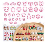 KEOKER Christmas Clay Cutters, 31 Pieces Christmas Modelling Clay Cutters for Earrings, 31 Shapes, Mini Christmas Clay Earrings (All 2)