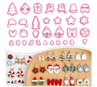 Keoker Christmas Clay Cutters, 32 Polymer Clay Earring Cutters for Jewelry Making, Christmas Themed Shapes, Small Size, Adults