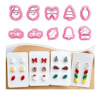 KEOKER Christmas Polymer Clay Cutters - 10 Shapes Clay Earrings Cutters, Santa Clay Cutters (Studs)