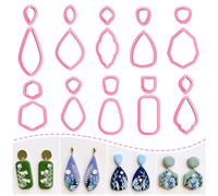 Keoker Clay Cutters, Organic Polymer Clay Cutters for Earrings Making, 20 Shapes Floral Polymer Clay Cutters, Studs Clay Cutters for Polymer Clay Jewelry (A+B)