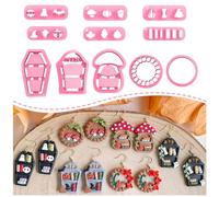 KEOKER Fall and Halloween Polymer Clay Cutters - 11 Shapes for Jewelry and Earrings, Mini Bookshelf Cutter