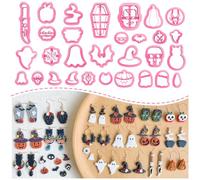 Keoker Halloween Polymer Clay Cutters - 30 Shapes Mini Clay Cutters for Earrings and Jewelry, Including Pumpkin Shapes