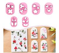KEOKER Polymer Clay Cutters - Mini Clay Cutters for Polymer Clay Earrings Making, 6 Shapes Floral & Leaf & Butterfly Micro Clay Cutters, Clay Cutters for Polymer Clay Jewelry