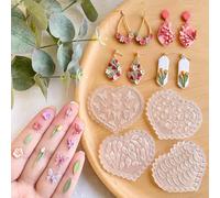 KEOKER Polymer Clay Silicone Moulds - 4 Piece Flowers Mini Moulds for Earrings and Jewellery (With Replacement Micro Clay Cutter)