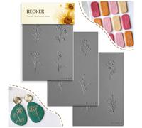 Keoker Polymer Clay Texture Sheets, Birth Month Flower Clay Texture Mat for Making Earrings Jewerly, Polymer Clay Earrings Tools, Floral Clay Texture Stamps