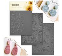 KEOKER Polymer Clay Texture Sheets, Clay Texture Mat for Making Earrings Jewerly, Polymer Clay Earrings Tools B+C)