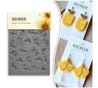 Keoker Polymer Clay Texture Sheets for Fall, Ginkgo Leaf Clay Texture Mat for Making Earrings Jewerly, Polymer Clay Earrings Tools (Fall Texture Sheet 1)