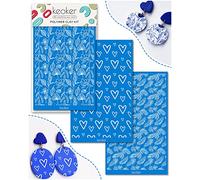 KEOKER Silk Screen Stencils for Polymer Clay, 3PCS Reusable Silkscreen Print Kit, for Printing on Clay & Other Jewelry Clay Earrings Decoration, Each 6" X 3.8"