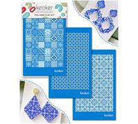 KEOKER Silk Screen Stencils for Polymer Clay, 3PCS Tile Pattern Stencils