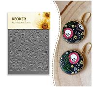 Keoker Texture Sheets for Polymer Clay, Clay Texture Mat for Making Earrings Jewerly, Halloween Polymer Clay Earrings Tools (No.3)