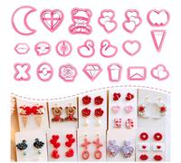 Keoker Valentine's Day Clay Cutters, Valentines Polymer Clay Cutters for Earrings Making, 20 Shapes Valentines Clay Cutters, Swan Clay Cutters for Polymer Clay Jewelry (ALL1)