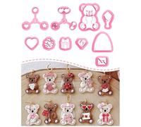 Keoker Valentines Teddy Bear Earring Clay Cutters, Valentines Day Polymer Clay Cutters for Earrings