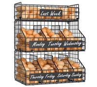 keomaisyto Egg Holder Countertop with 5 Dividers & Labels to Separate Eggs, 3 Tier Stackable Wire Storage Baskets for Gathering Fresh Eggs, Large Egg Rack for Countertop/Wall-Mounted, Patent Pending