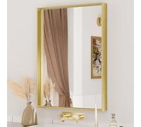 Keonjinn 60x80 Gold Bathroom Mirror Metal Frame, Rectangular Wall Mirror with Square Corner, Horizontal or Vertical Hanging for Bathroom Vanity, Hallway, Bedroom