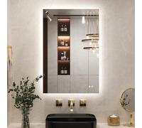 Keonjinn Bathroom Mirror with LED Lights, 60x90cm Illuminated Light Up Rectangle Bathroom Mirror with Backlit Light, Anti-Fog Wall Mounted Vanity Mirrors 3 Colors Dimmable, Memory Function