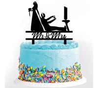 Keonsatrz 1 Count Black Acrylic Gamer Wedding Cake Topper, 5.9" x 6.7", Perfect for 6 to 10 Inch Cakes, Wedding, Anniversary, Bridal Shower, Bachelorette Party