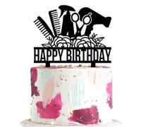 Keonsatrz Hairstylist Happy Birthday Cake Topper - 1 Count, 6.7"H x 5.9"W, Acrylic, Neutral/Masculine, Birthday Occasion