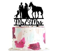 keonsatrz Horse Wedding Cake Topper - 1 Count, Multicolored/Mixed, 5.9"W x 6.7"H - Cowboy & Cowgirl, Farm/Southern Wedding/Anniversary/Bridal Shower