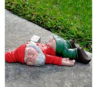KEONSEN Large 9.5 inch Funny Drunk Gnome Garden Decor, Creative Garden Gnomes Outdoor Patio Decor, Resin Statues Gift, Yard Decorations Outdoor Decorations Patio and Yard Lawn Porch Decor (Red)