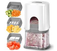 KEOUKE Multifunctional Vegetable Chopper White - 3 Interchangeable Blades Potato French Fry Cutter with Container & Storage Box Food Chopper Dicer for Cucumber, Tomato, Carrot, Onion