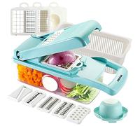 KEOUKE Vegetable Chopper Slicer Dicer - 12-in-1 Fruits Cutter Mandoline Slicer Food Chopper/Cutter (Blue&White)