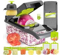 KEOUKE Vegetable Chopper Slicer Dicer - 12-in-1 Fruits Cutter Mandoline Slicer Food Chopper/Cutter (Grey&Green)