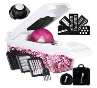 KEOUKE Vegetable Chopper Slicer Dicer - 12-in-1 Fruits Cutter Mandoline Slicer Food Chopper/Cutter (White&Black Pro)