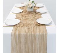 Kepairtia 2 Pack Sand Cheesecloth Table Runner 35x120 Inch Long Cheese Cloth Table Runner Rustic Gauze Table Runner for Wedding Bridal Baby Shower Holiday Birthday Party Decorations