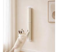 KEPAWELL 28" H Cat Wall Scratcher for Cats Scratching & Climbing, White | Wall Mounted Cat Scratching Post with Stainless Steel Stand and Sisal Pole for Indoor Cats