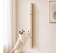 KEPAWELL 60" H Cat Wall Scratcher for Cats Scratching & Climbing, White | Wall Mounted Cat Scratching Post with Stainless Steel Stand and Sisal Pole for Indoor Cats