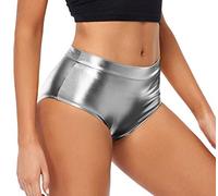Kepblom Metallic High Waisted Booty Shorts Women's Shiny Cheeky Dance Festival Rave Bottoms