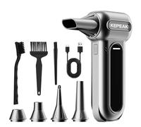 KEPEAK Cordless Electric Air Duster Blower, 150,000 RPM Super Power USB Rechargeable - 3-Speed Adjustable for PC, Keyboard, Car, Camera & Home Cleaning | Quiet & Powerful Dust Remover for Electronics