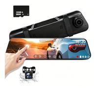 KEPEAK Dash Cam Front and Rear, 10'' FHD IPS Touch Screen Dual Dashcam, 1080P 4K Mirror Dash Cam, Super Night Vision, Loop Recording, 24H Parking Mode, 32GB Card
