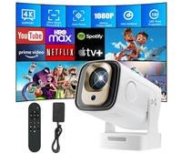 KEPEAK Projector, Portable Mini Projector for Bedroom, 4K 1080P WIFI6 Bluetooth 5.4 Android 11, 180° Rotatable/Auto Keystone, 130"Screen Smart Projector, Video Projectors with USB/HDMI/DC Port (White)