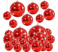 Kepfire 17 Pcs Red Mirror Disco Ball Decorations for Disco Party