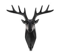 Kepfire Deer Head Hook Antlers Living Room Wild Animal Hook Single Wall Black Coat Hook Decorative Resin Nordic Modern Art Elegant Heavy Duty Scarf Hanging Hook Door