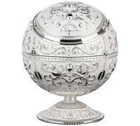 Kepfire Vintage Ashtray Metal With Lid Windproof Silver Glass Globe Portable Indoor Outdoor Use For Hotel Living Room Office,Decorative Artwork Gift