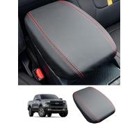 KEPHTH Center Console Cover for 2024 2025 Ford Ranger Center Console Armrest Cover Truck Accessories Premium Leather Anti-Scratch Middle Console Arm Rest Lid Seat Cover Protector(Red Line)