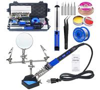 KEPIOG Soldering Iron Kit, High Power 100W Soldering Iron Fast Heating, Circuit Board Soldering Repair Tools with Magnifying Glass Soldering Helper, 12 in 1 Adjustable Digital Soldering Kit.
