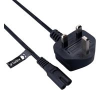 Keple 1m Figure 8 Power Lead - C7 2 Pin Mains Cable Compatible with PS5 PS4 Xbox Samsung LG HP Canon Sony Pixma Panasonic Brother Philips Sharp JVC Asus Toshiba - Printers TV etc. UK Plug (Black)