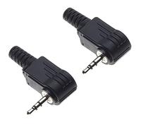 Keple 2.5mm Jack Plug, Stereo 90 Degree - Plastic Grip Repair Jack TS 3 Pole Male Solder Type DIY Audio Cable Connector For - Pack Of 2