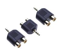 Keple 3.5mm Stereo Male To 2 RCA Female Adaptor 3 Pack for Laptop, Computer, Smartphone Connector to Amplifier, Amp, HI-FI System, AUX-IN TRS Headphones Jack Plug to 2X RCA Phono Gold-Plated Adapter