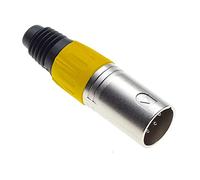 Keple 4 Pole XLR Plug, Yellow - Male Audio Mic Microphone DMX Plug Jack Plug, Nicked-Plated Adapter, Metal Construction Connector With Plastic Housing
